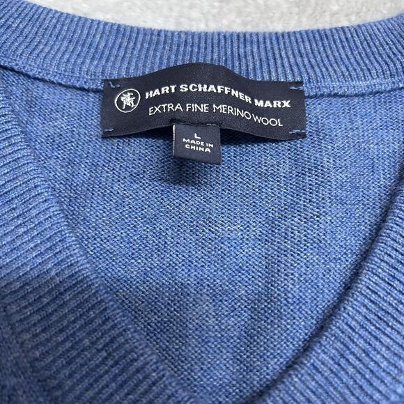 Hart Schaffner Marx Extra Fine Merino Wool Sweater Vest Mens Large Blue - Picture 2 of 8